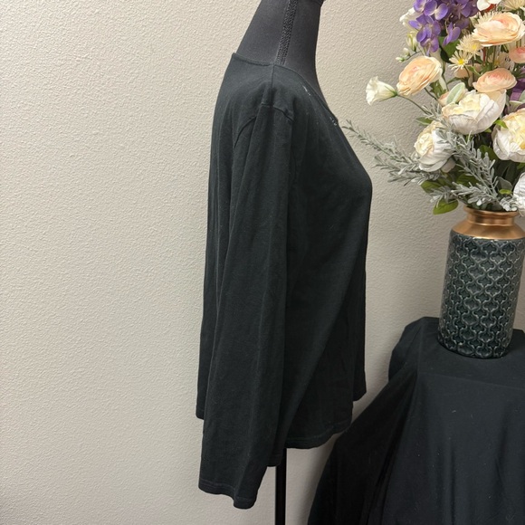 Lemon Grass Black Reindeer Embroidered Christmas Top Women’s Large Cotton - Picture 6 of 9